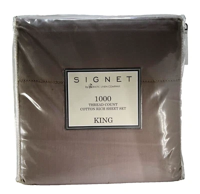Baltic Linen 1000 TC Easy Care Cotton Rich Sateen King Sheet 4-Piece Set, Stone - Image 1 of 4
