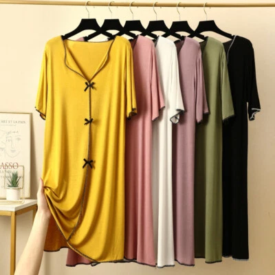 Women's Modal Cotton Nightie Short Sleeve - Comfortable Nightdress Nightwear - Image 1 of 4