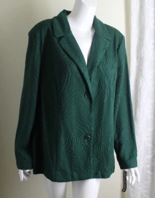 Chaqueta Blazer Inteligente Tejida Floral Verde Esmeralda Briggs New York Talla 3X Nueva con Etiquetas Foto 1 de 4