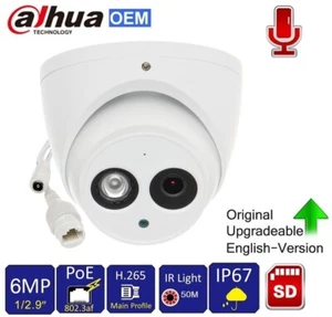 Dahua OEM 6MP Metal Housing IR Dome Camera Built-in MIC & sd card Slot PoE - Picture 1 of 10