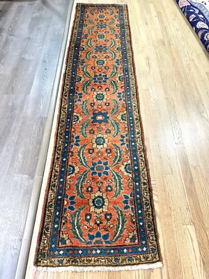 ANTIQUE ORIENTAL HERIZ SERAPI  HAND WOVEN RUG   2X9FT - Image 1 of 4