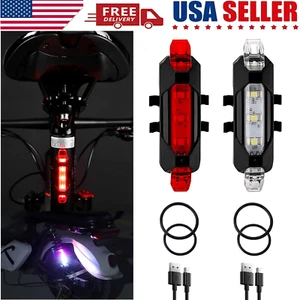 5 LED USB Rechargeable Bike Tail Light Bicycle Safety Cycling Warning Rear Lamp - Picture 1 of 14