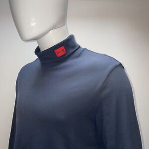 Hugo Boss LARGE Turtle Neck Long Sleeve RRP £119 BRAND NEW Navy Blue Mens Shirt