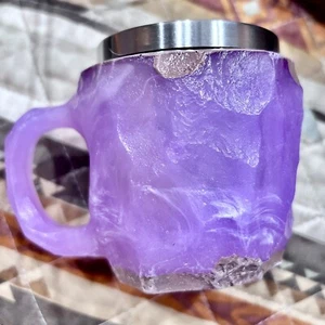 Handmade Mineral Crystal Cup Stainless Steel Halite 6oz Artisan Gift February - Picture 1 of 9