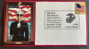 U.S. Marine Corps 2007 232nd Anniversary Stamp Block FDC Honor - Picture 1 of 2