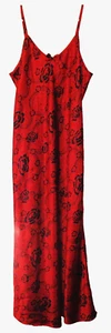 Camisón Sarah Bentley íntimo satinado talla M rojo con longitud de té floral negro - Imagen 1 de 4