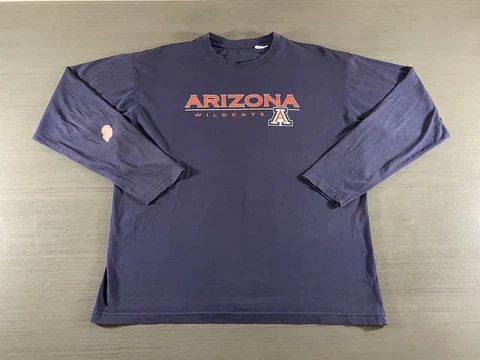 VINTAGE Arizona Wildcats Shirt Adult 2XL XXL Blue Red Long Sleeve Football Mens Cover