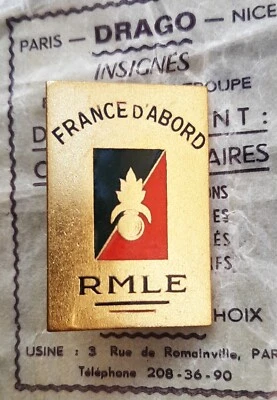 Insigne émail RMLE 1944 FRANCE D'ABORD LÉGION ÉTRANGÈRE Retirage Drago FFL Badge - Photo 1/2