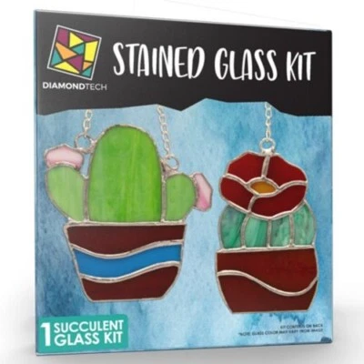 Succulents Pre-Cut Stained Glass Kit-Make Your own Beautiful Glass Project. - Image 1 of 2