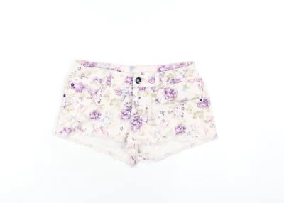 Denim & Co. Womens Pink Floral Cotton Cut-Off Shorts Size 10 Regular Zip - Image 1 of 4