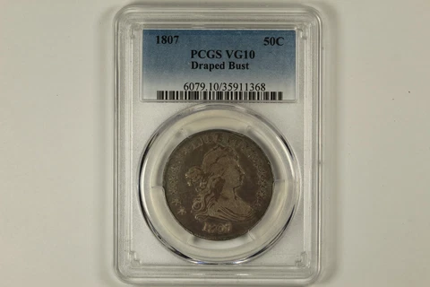 1807 Draped Bust Half Dollar PCGS VG10 Cover