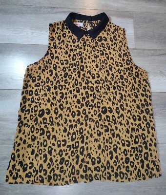 Blusa BONGO para mujer talla XL cuello fluida sin mangas estampado de leopardo ojo de cerradura Foto 1 de 4