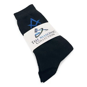 Men's Freemasons Masonic Socks - Masons Gift Lodge Regalia Blue Square & Compass - Picture 1 of 5