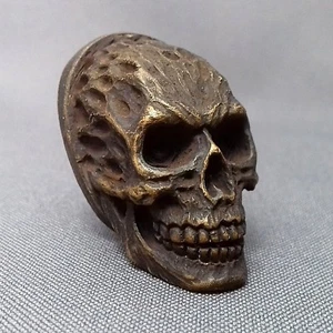 KNIFE POMMEL SKULL BRONZE CUSTOM MAKING HAND CASTING METAL - Picture 1 of 9