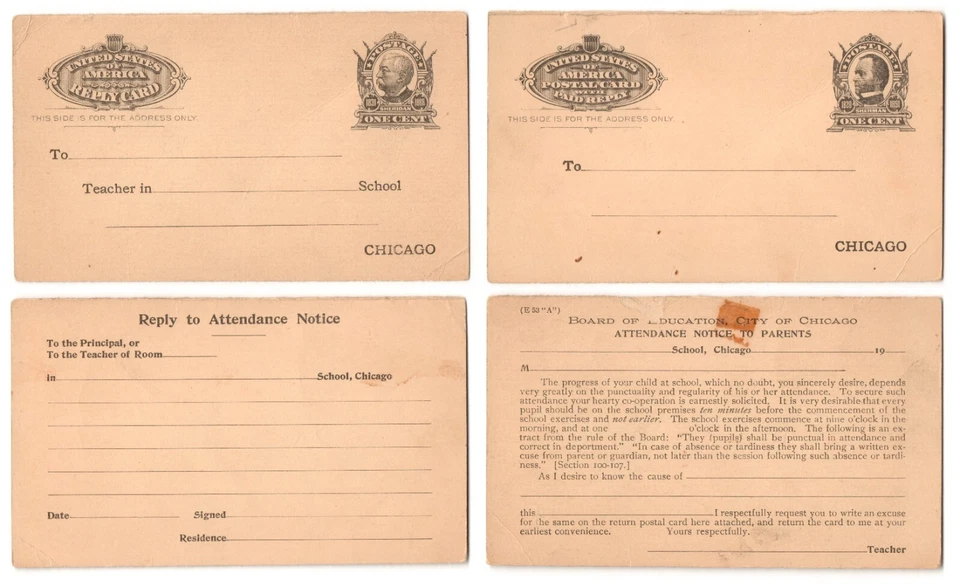 US Sc UY4m Message & UY4r Reply Unused detached Pre-Printed Entire Postal Cards - Image 1 of 1