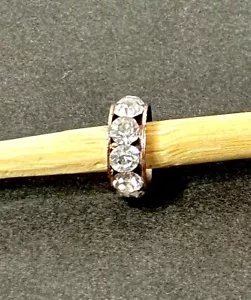 "ESPACIADOR DE DIAMANTES DE IMITACIÓN BLANCO Dije de cuentas brillantes tono plateado 0,25"" por ZABLE NUEVO BONITO" - Imagen 1 de 5