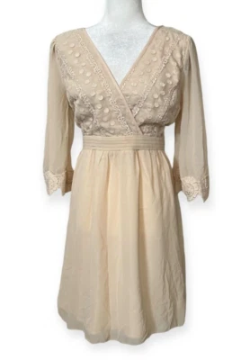 Новый с Ярлыками маленькая хозяйка женщин Midi платье бежевый кружевной размер 14 свадьбы гостя - Изображение 1 из 4