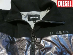 Diesel Hombre Negro Nylon y Lámina Cremallera Completa Cortavientos Chaqueta con Forro Jersey - Imagen 1 de 12