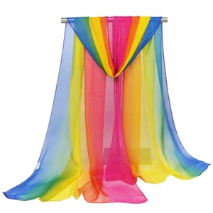 Women Gradient Color Chiffon Georgette Shawl Muslim Hijab Scarf Wrap Soft - Picture 1 of 71
