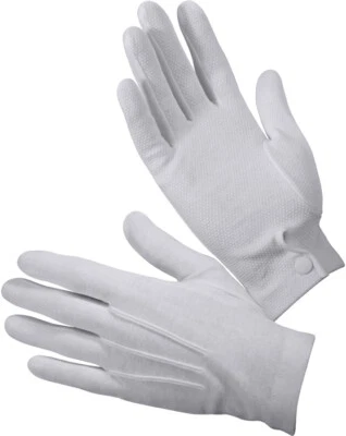White Dress Parade Gloves with Gripper Dots Military Cotton Uniform March Gloves - Image 1 of 2