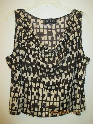 Top para mujer MIXIT elástico con puntos brillantes sedoso negro blanco beige Foto 1 de 4