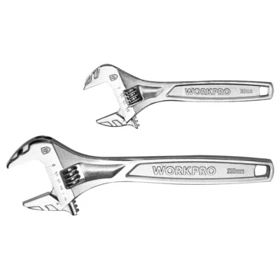 WORKPRO Adjustable Wrench Set 2PCS 6" 10" Wide Jaw Wrench Metric & SAE Scale NEW - Image 1 of 4