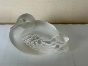 Lalique France 'Sleepy Duck' (Canard Dormeur) Glass Sculpture, c 1980. Signed - Picture 1 of 6