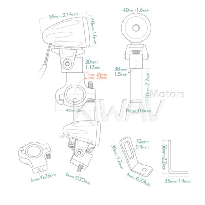 VAWiK 1.6" Lámpara Auxiliar Negra 3W LED 12V 1PCE Robusta 22-25mm Bar Universal θ Foto 1 de 4