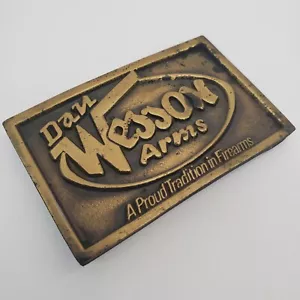 Vintage 1970s Dan Wesson Arms Proud Tradition of Firearms USA Brass Belt Buckle - Picture 1 of 14