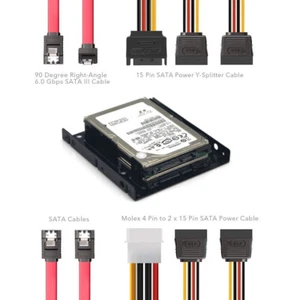 Supporto 2 pz staffa di montaggio adattatore alloggiamento HDD da 2,5"" SSD a 3,5"" con cavo SATA/PW - Foto 1 di 5