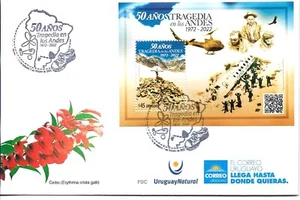 #35053B URUGUAY 2022 THE ANDES TRAGIC AIRPLANE CRUSH 50° HELICOPTER FDC BL153 - Picture 1 of 1