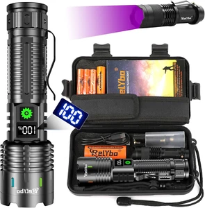 Relybo Torches LED Super Bright Rechargeable, Flashlight 500000 Lumens XHM88 Led - Picture 1 of 9