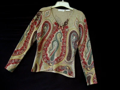 Suéter de cachemir Bergdorf Goodman ~ Paisley Beauty Looks Divine ~ M Foto 1 de 4