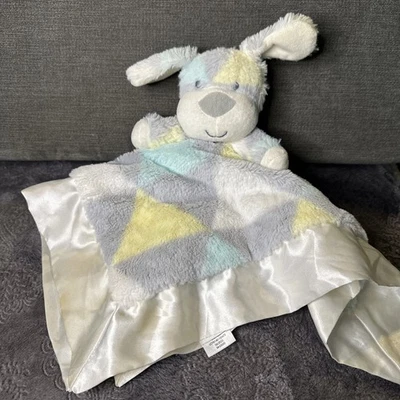 Cobertor de segurança Baby Essentials cachorro Lovey pelúcia acabamento acetinado triângulo cinza - Imagem 1 de 4