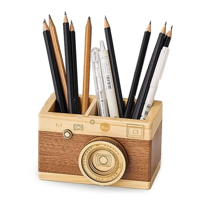 Vintage Wooden Pencil Holder – Desk Organizer for Pens & Stationery, Unique P... - Image 1 of 4