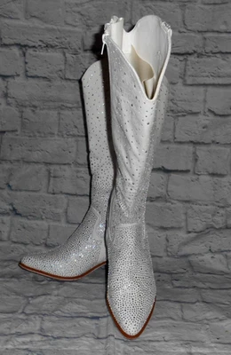 Blanco Talla 10 PIERRE DUMAS Estrás BOTAS WILDER-20 Outwoods Ajustar Cremallera Becerro Foto 1 de 4