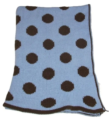 Cobertor de bebê COCALO azul marrom bolinhas chenille segurança reversível Lovey - Imagem 1 de 2