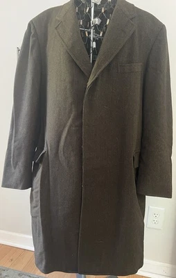 Men’s 50’s Wool Overcoat 48R  Herringbone Varsity Town Friar Hill Cheviots - Image 1 of 4
