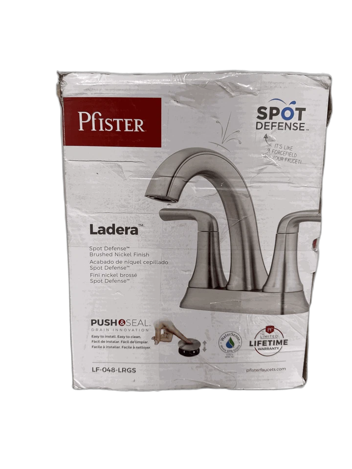 Pfister Ladera 4 pulgadas Juego central Doble Manija Baño Grifo Níquel Cepillado Foto 1 de 1