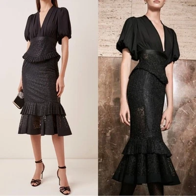 Платье миди Alexis Dilara многоярусное кружевное черное размер маленький - Изображение 1 из 4