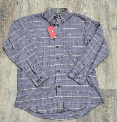 NUEVO CON ETIQUETAS Camisa Southern Marsh Madison Pata de Gallo Franela Para Hombres Talla S Azul Marino Quemado Taupe  Foto 1 de 4