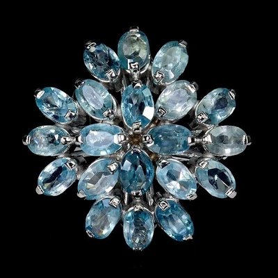 Anillo de plata de ley 925 ovalado circón azul 6x4 mm mano piedras preciosas joyería tamaño 7 Foto 1 de 4