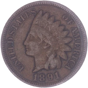 1891 (P) Indian Head Cent Fine Penny FN See Pics C150 - Picture 1 of 3