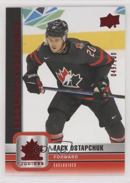 2023 Team Canada Juniors Program of Excellence Exclusives /100 Zack Ostapchuk - Image 1 of 2