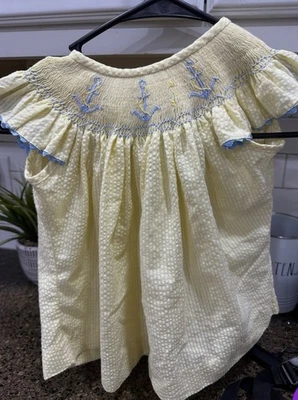 delaney yellow smicked dress with anchors 2t - Image 1 of 4