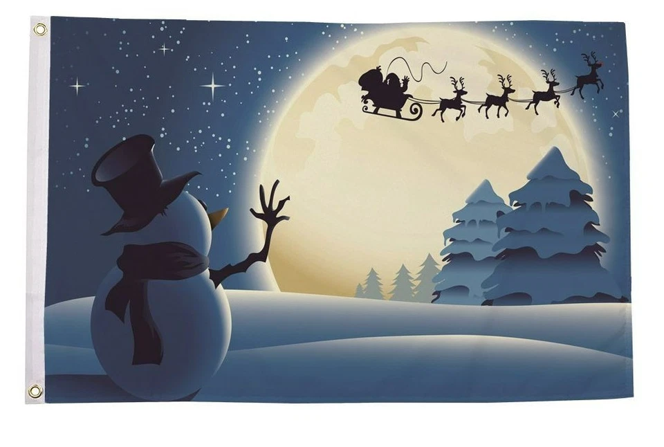 CHRISTMAS XMAS SNOWMAN MOON 5x3 feet FLAG 150cm x 90cm - Image 1 of 1