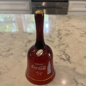 Coca-Cola Glass Bell With Gold Trim 5 1/2” Tall Vintage - Picture 1 of 7