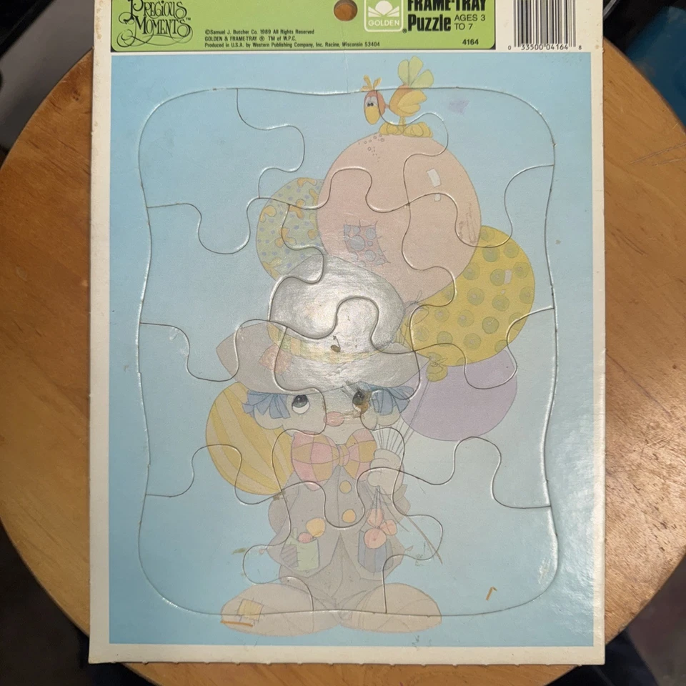 1989 Precious Moments Clown Circus Balloon Frame Tray Puzzle Golden 4512H-7 - Image 1 of 1