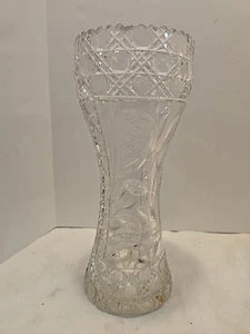 Antike Korsett American Brillant ABP Floral Tiefschliff Kristallglas Vase 12-1/4" - Bild 1 von 19