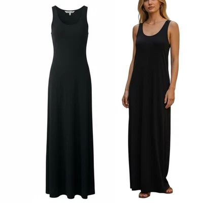 Maxi Vestido Elizabeth and James Talla Pequeña Negro Líquido Viaje Tejido Sin Mangas Foto 1 de 4